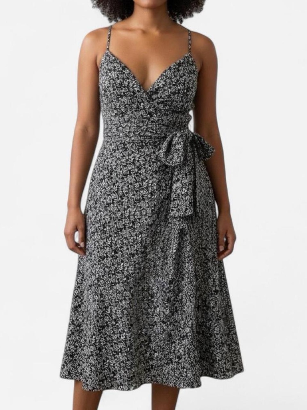 AGB Brown Floral Tie Wrap Dress Sundress sz 16